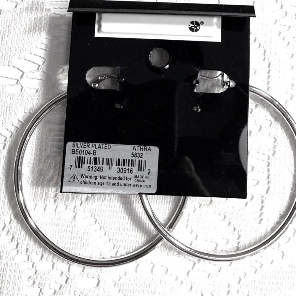 Belk Silverworks Hoop Earrings Round Big 2.5 inch‎ Large Silver Plated Jewelry - Picture 4 of 6